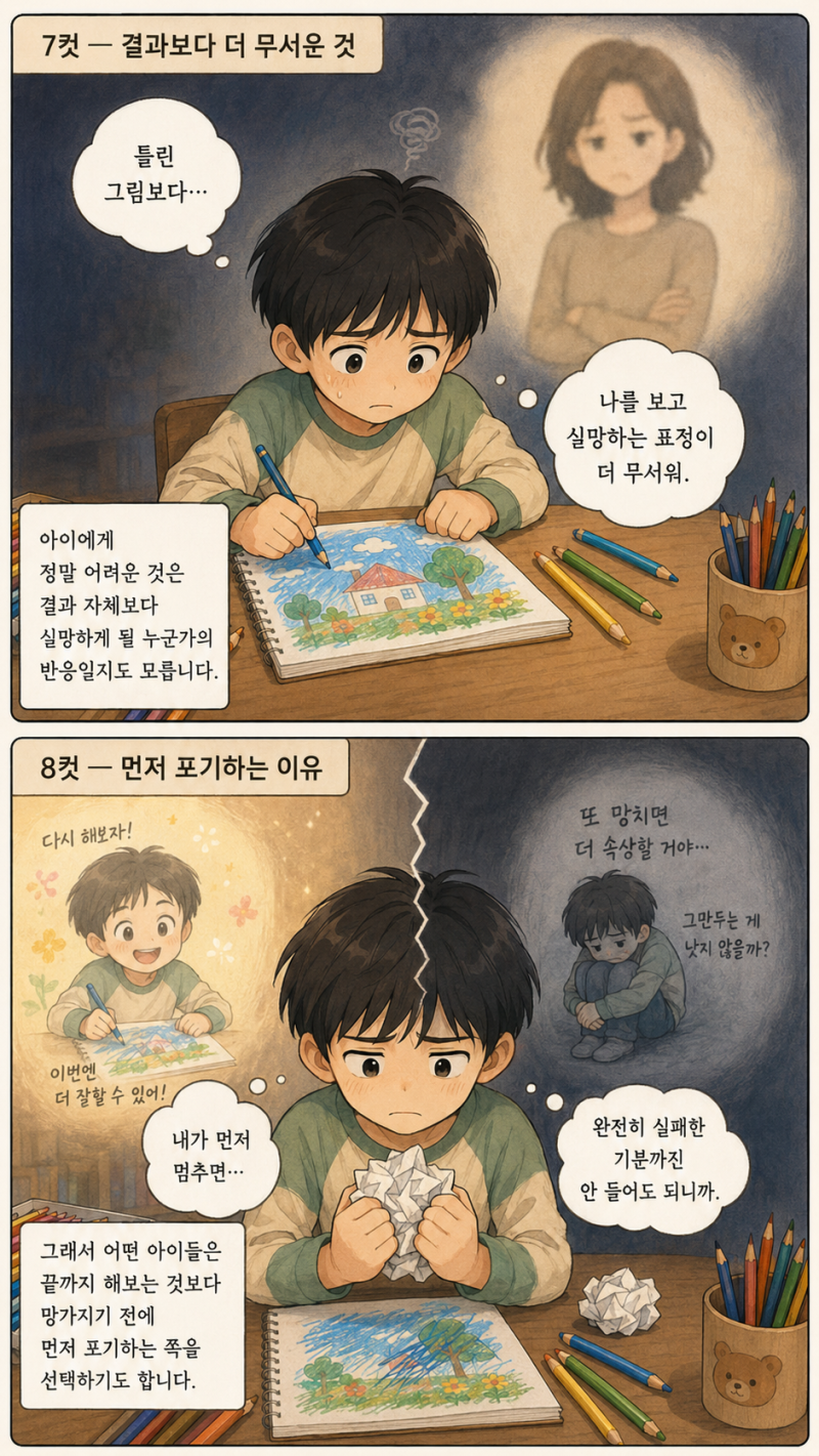 “망했어.” 잘하고 싶은 마음이 너무 큰 아이